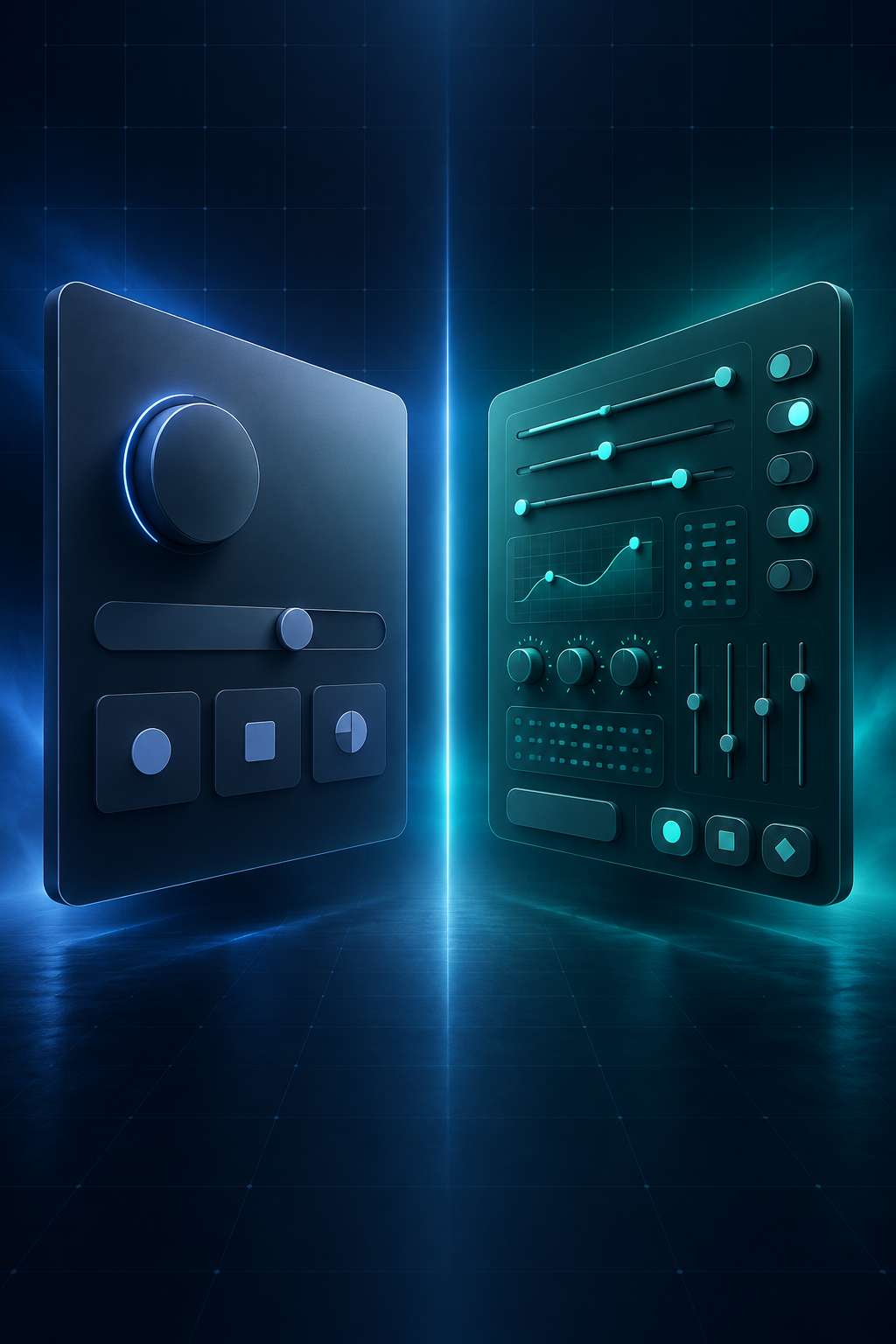 Illustrated side-by-side SaaS configuration controls